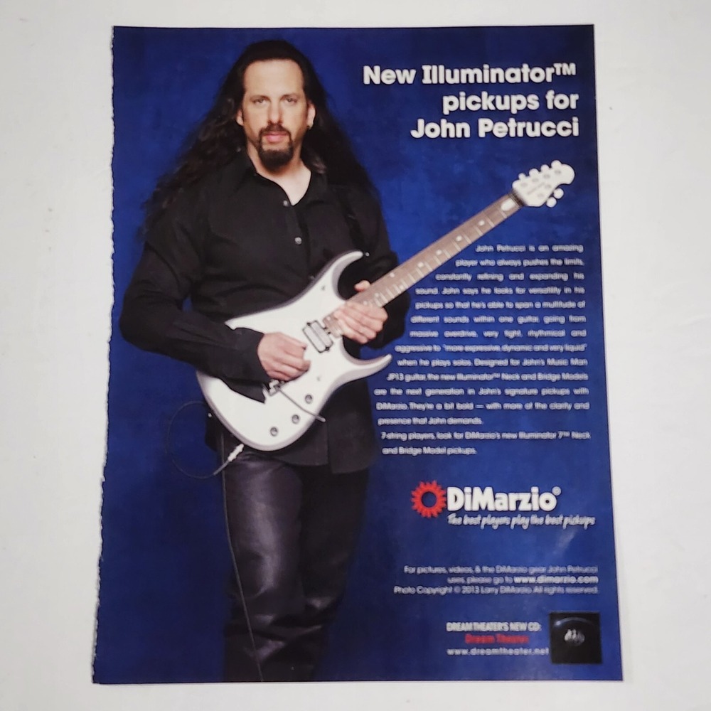 Print Ad John Petrucci Dream Theater DiMarzio guitar clipping 2014 8x10.5